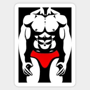 Muscle Man Physique Red Speedo Sticker